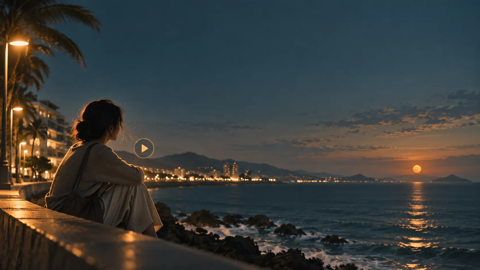 海岸云层与风浪变化