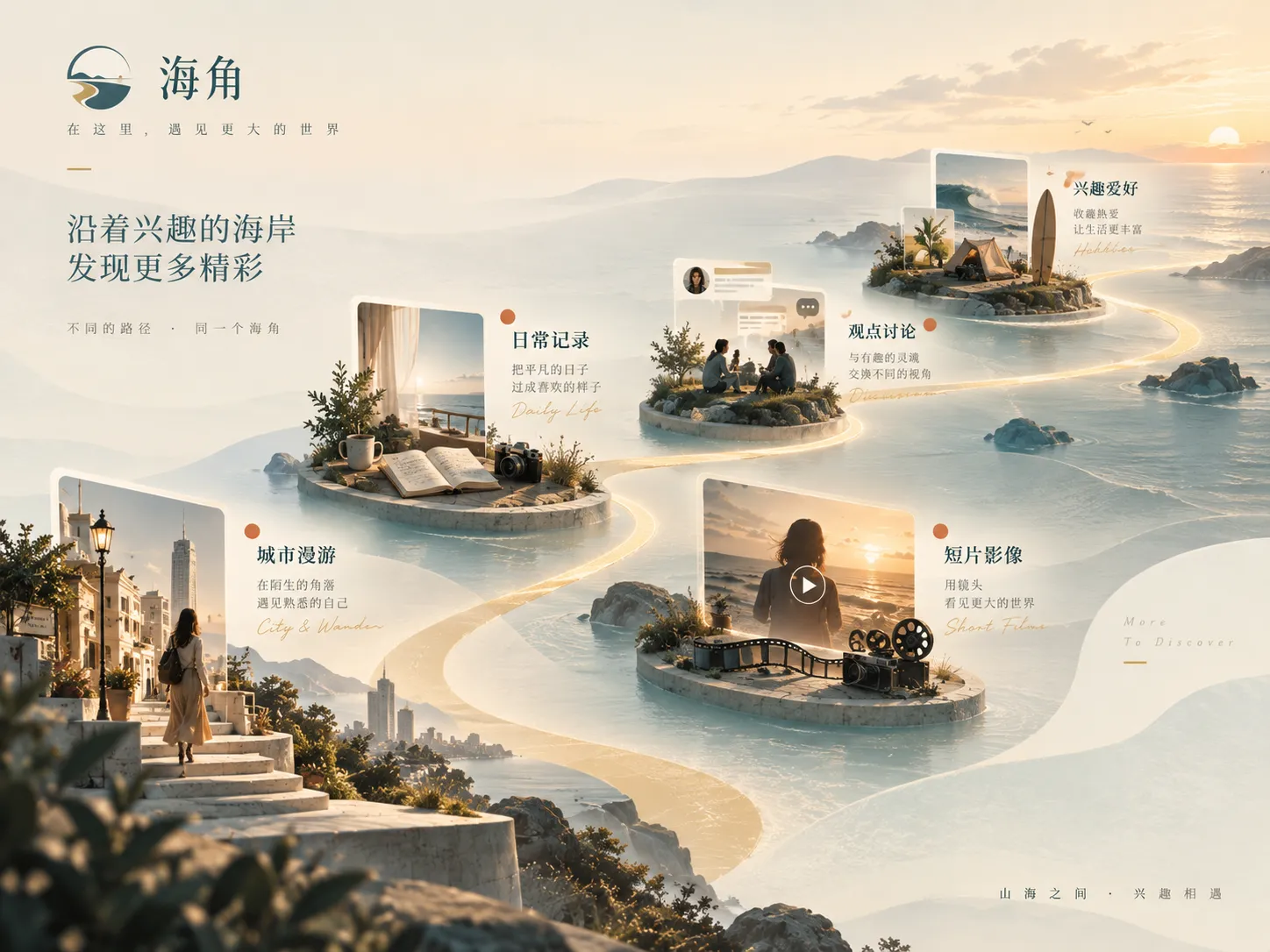 海边步道与远处海岸线